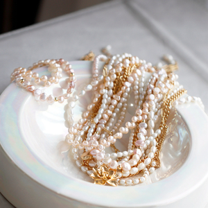 法国设计师 独家货~天然米粉色淡水小珍珠锁骨链 多款入.
