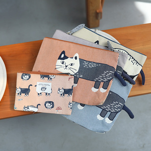 子母包 多用途 很实用出口日本正品猫咪手拿包化妆小包布艺组合包