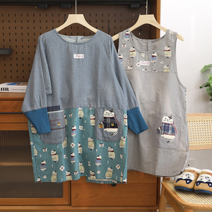 仪式感的家居好物 围裙防油污罩衣出口日本原单正品猫咪烘焙画画