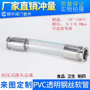 食品级透明PVC钢丝软管无味水管总成不含塑化剂塑管接头304不锈钢