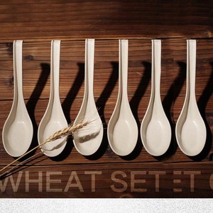 依蔓特可咖麦纤维塑料勺子六个装创意搅拌加厚调羹儿童汤匙饭勺