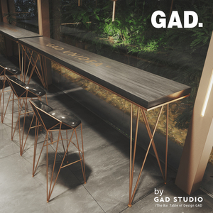 GAD 北欧创意家庭小酒吧台桌阳台靠窗实木桌靠墙高脚桌子家用餐桌