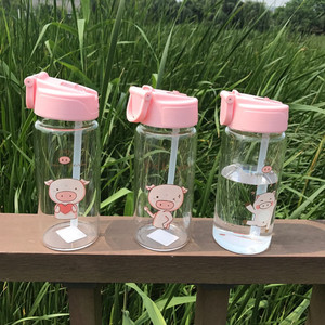 网红少女ins大学生小可爱小清新粉嫩猪猪玻璃带吸管创意便携水杯