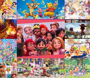 日本Tenyo迪士尼纸质300片儿童拼图破坏王爱丽丝奇奇蒂蒂玩具公主