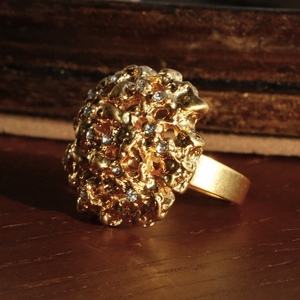 《金色权杖》vintage原创复古花朵戒指 大丽花宫廷风微镶钻可调节