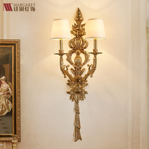 法式大气客厅背景墙全铜灯具欧式奢华别墅大厅卧室床头灯楼梯壁灯