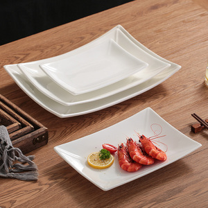 陶瓷四角翘长方盘日式寿司盘纯色长方摆盘海鲜盘翘角长平盘商用盘
