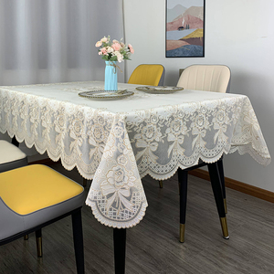 欧式PVC桌布防水防烫茶几布塑料防滑长方形蕾丝田园家用餐桌台布