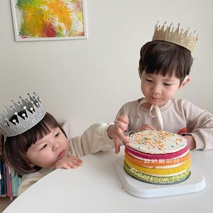 韩国出口皇冠蕾丝带钻生日帽周岁男孩女孩仙女派对发饰拍照道具