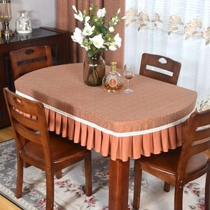 简约布艺餐桌布高级长椭圆形桌套罩餐座台布全包半圆折叠桌子垫厚