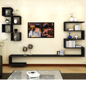 创意电视背景墙装饰架墙上置物架挂墙实木板墙壁书架客厅北欧隔板