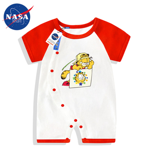 NASA加菲猫夏装短袖婴儿连体衣半袖薄款新生儿哈衣服夏天纯棉爬服