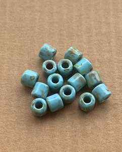日本SHINE公司制造覆膜绿松石花纹琉璃管珠