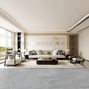 新中式轻奢实木沙发组合白蜡木现代中式客厅样板房轻奢别墅家具