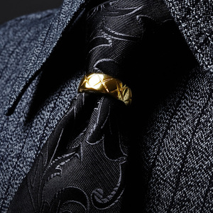 英皇爵迹*菱格*独家原创环状星芒格纹雕刻领环夹领带夹复古领带箍