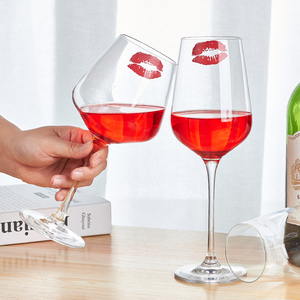 唇印勃艮第高脚红酒杯大号水晶玻璃杯家用网红创意葡萄酒杯大肚杯