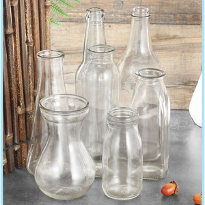 复古手工创意家居玻璃花瓶饰品麻绳田园风客厅卧室水培瓶子锥形圆