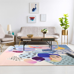 客厅地毯茶几卧室床边垫北欧抽象图案艺术欧美长方形进门入户地垫