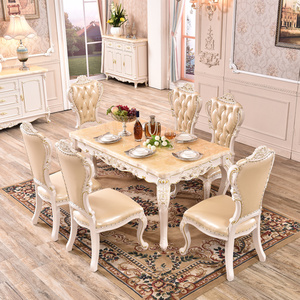 欧式大理石面餐桌橡木餐桌椅组合4人法式简约实木方桌6人家用饭桌