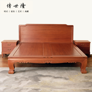 红木床明式简约花梨木四脚床中古1.8米2.2极简中式双人大床实木床