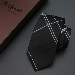 KAYJOUN领带男正装商务时尚韩版窄8cm桑蚕丝黑色领带礼盒装