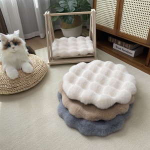 猫咪睡觉垫猫窝垫子兔毛绒圆形狗窝搭配毯子秋冬保暖坐垫宠物用品