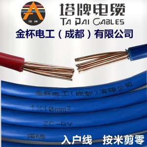 塔牌电缆电线国标纯铜BV10平方红蓝剪零16进户线硬芯软芯入户主线