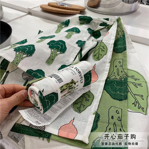 宜家代购厨托浮利 厨房用巾 图案绿色 30x40房用巾抹布纯棉桌布