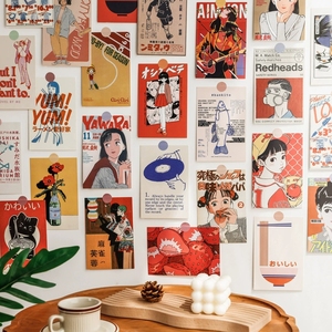 30张昭和往事复古美式小海报日本和风ins风卡通日系漫画装饰卡片