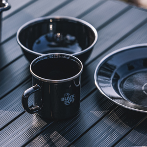 黑狗野餐烧烤搪瓷杯碟碗套装露营餐具便携野炊厨房装备户外餐盘子