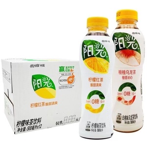 可口可乐阳光柠檬茶饮料无糖桃桃乌龙0卡0脂肪茶500ml*12瓶整箱