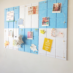北欧小方格毛毡留言板照片背景墙贴幼儿园作品软木板展示板公告栏