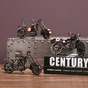 复古铁艺简约线条摩托车汽车金属模型创意家居酒柜书架装饰品摆件