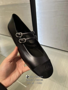 法国巴黎代购Chanel 香奈儿 2024春夏新款黑色双排珍珠扣芭蕾舞鞋