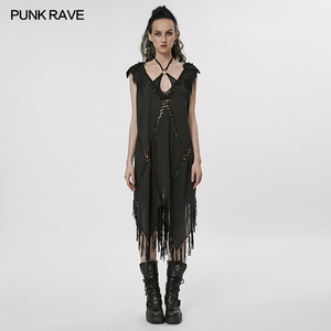 小破亚文化 PUNK RAVE pr朋克状态女装 暗黑女巫风格编织连衣裙