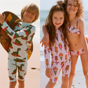 北欧儿童泳衣分体女童比基尼男童时尚夏款套装 可爱防晒宝宝泳衣