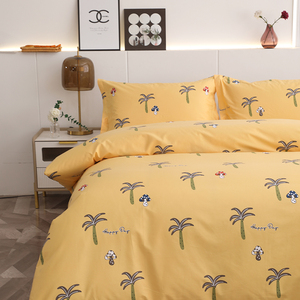 加密斜纹纯棉四件套全棉椰子树被套床单单件炕单大尺码床上用品