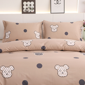 纯棉儿童斜纹加密被套床单单件卡通熊全棉被罩四件套床上用品