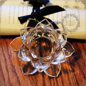 梦想家 浪漫烛光 莲花造型水晶玻璃烛台 超美荷花烛台烛杯咖啡厅