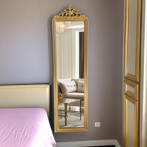 欧式法式复古镜雕花穿衣地镜卧室壁挂全身镜家用尚美达落衣子试窄