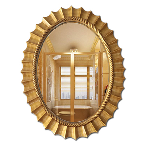 欧式美式复古浴室镜子轻奢壁挂镜酒店装饰镜框卫生间浴镜金色椭圆
