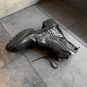 NID de GUEPES马皮系带厚底水染全手工缝制暗黑英伦经典高帮鞋靴