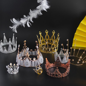 蛋糕装饰欧式皇冠复古手工水晶女王摆件生日派对相框模具甜品台