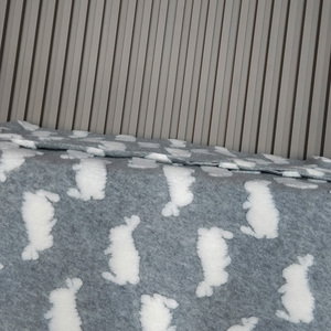 提花羊毛毛呢布料立体小兔子图案秋冬厚款手动DIY外套家居服睡衣