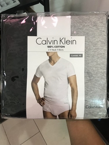 CK正品内衣 V领男T恤Calvin Klein 三件套装棉质短袖纯色打底衫