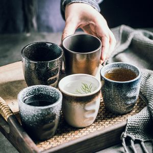 日式陶瓷小茶杯单个创意商用寿司料理餐厅家用水杯具套装火锅杯子