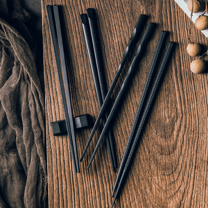创意合金筷子 好看的日式尖头筷子餐饮具碗筷 黑色高档防滑家用