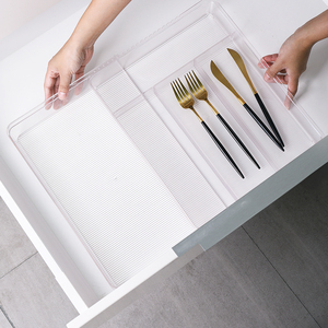 伸缩可调节分格抽屉收纳盒厨房勺筷餐具分隔整理盒大号隔板储物盒