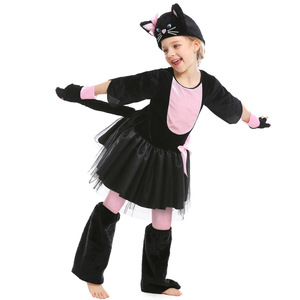 圣诞元旦联欢派对服装儿童动物扮演cosplay女童可爱粉色小猫咪裙