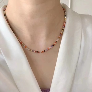 天然水晶彩色锆石项链超闪个性百搭时尚小众配饰新款锁骨个性颈链